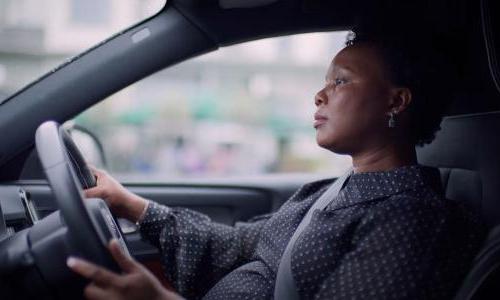 woman driving car